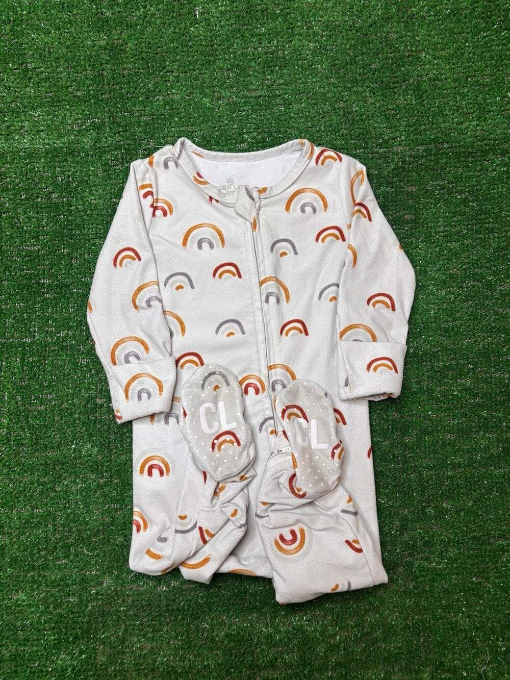 Caden Lane Rainbow Baby Footed Sleeper Pajamas